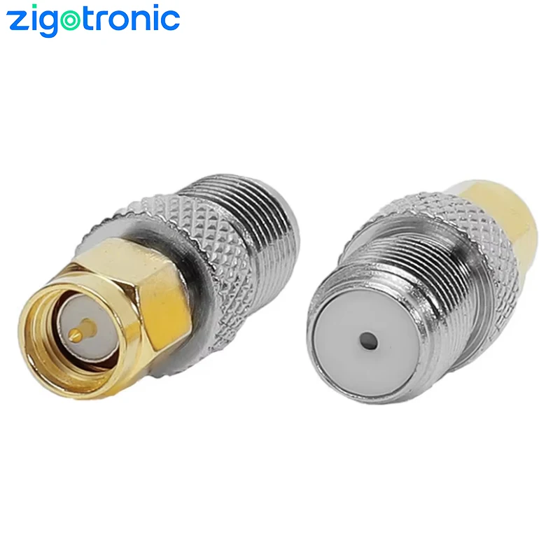 Zigotronic F Type Female FL10 to SMA Male TV Coaxial Cable Adapter RF Coax Connector Pure Brass Low Loss Converter