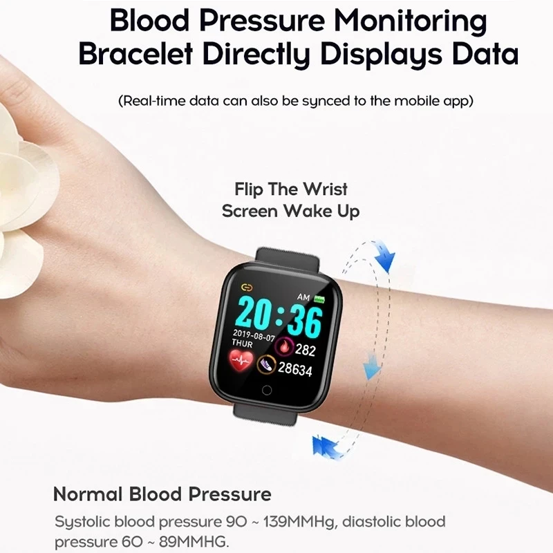 Smart Watch Men Women Heart Rate Blood Pressure Monitor Fitness Tracker Smartwatch Bracelet for Android and IOS Digital reloj