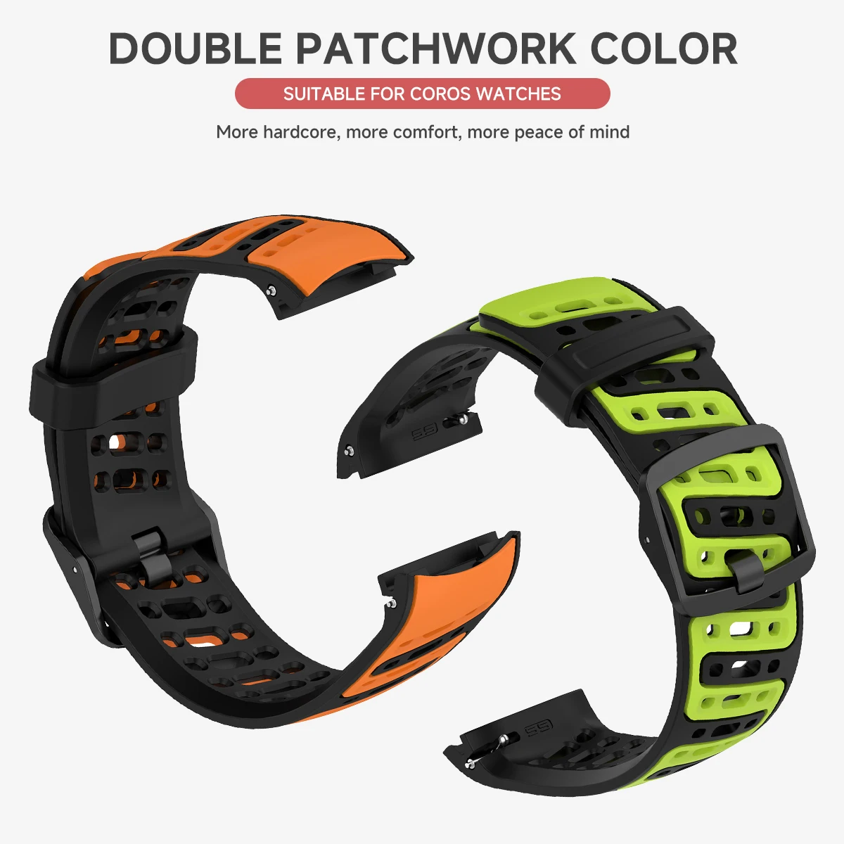 حزام سيليكون ثنائي اللون للمكتب لساعة COROS PACE Pro الرياضية، سوار معصم 22 مم لملحقات بديلة ناعمة قابلة للتنفس