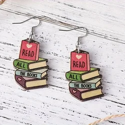 Book Love READ ALL THE BOOKS Earrings For Librarian Teacher Student Graduation Back To School Jewelry