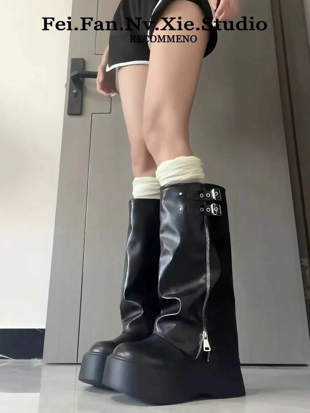 Women Boots 2025 Spring Autumn New Women's Thick Soled Knee High Boots Petite Friendly Wide Calf Platform Rider Boots