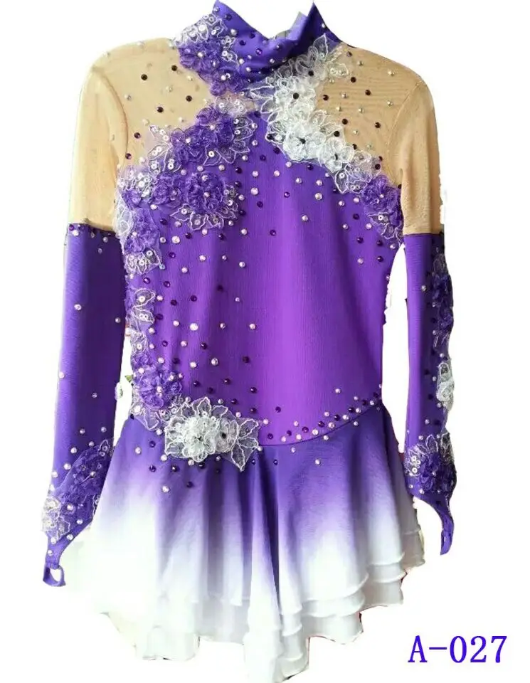 Ladies New Figure Skating Skirt Girls' Skating Performance Wear High Elastic Children's Purple Skating Skirt Professional