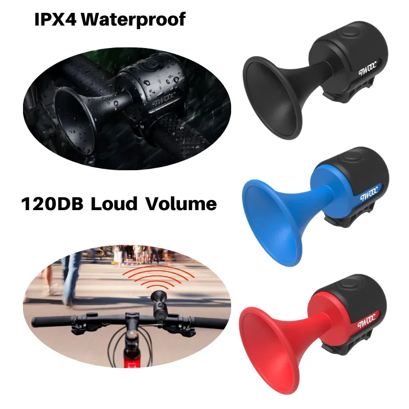 

Electric Bicycle Horn Bike Bell Accessories Horns Speakers 120db Loud Warning Sound Waterproof bocina For Kids Scooters Bikes