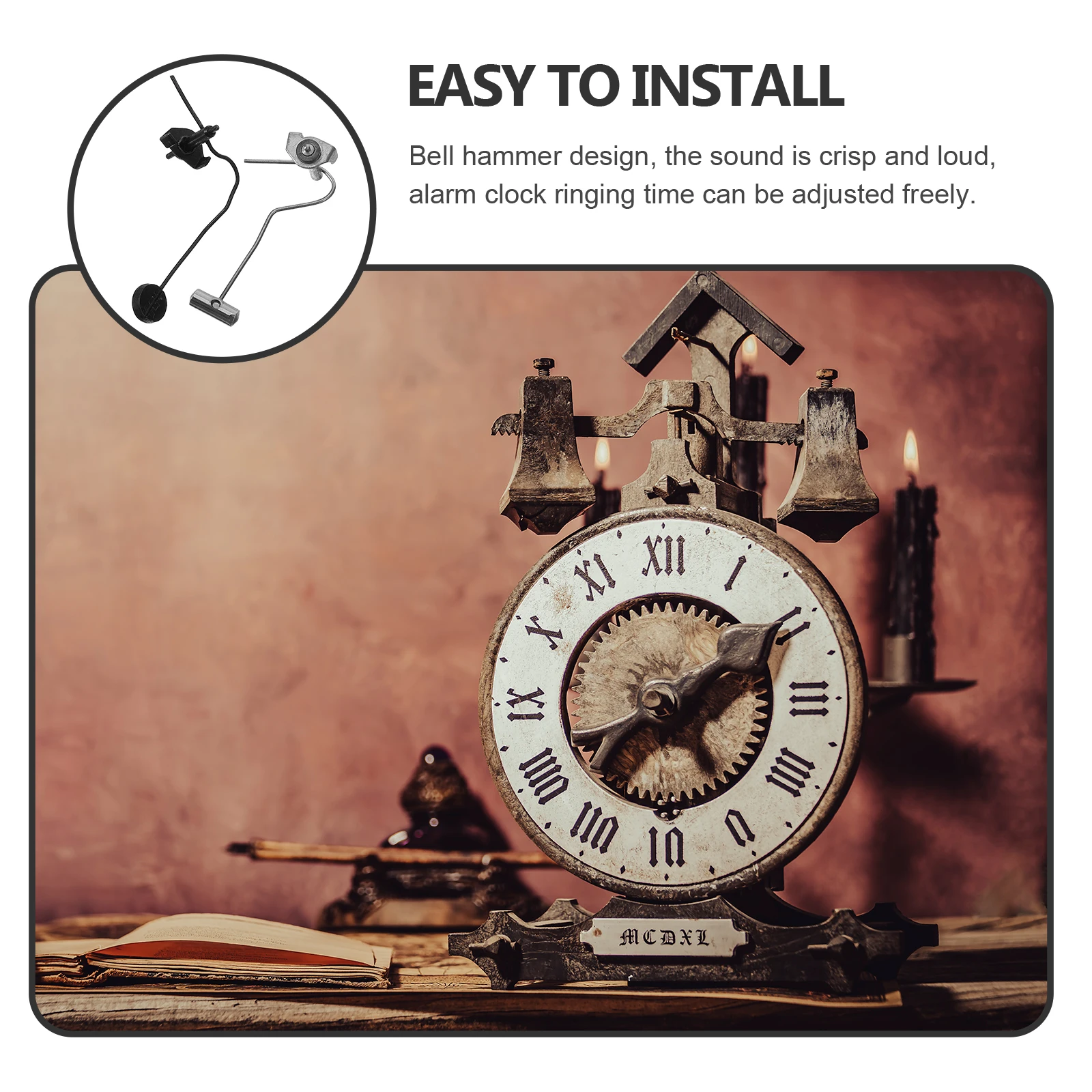 

2pcs Alarm Parts Replacement Mechanical Clock Supplies Iron Accessories Metal Craft Desk Clock Repair