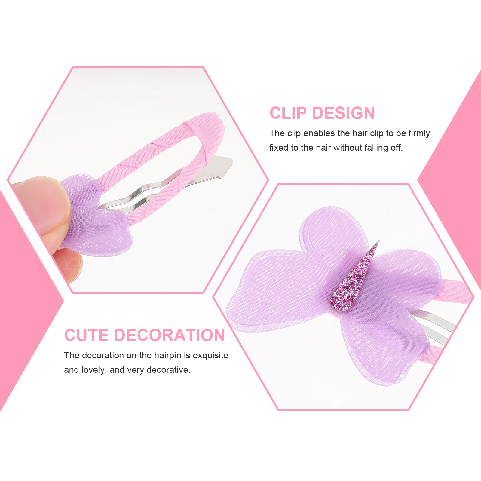 

12pcs Hairpin Cartoon Clips Pink Accessories Hair Accessory Hairwear Teen Hair Care Styling