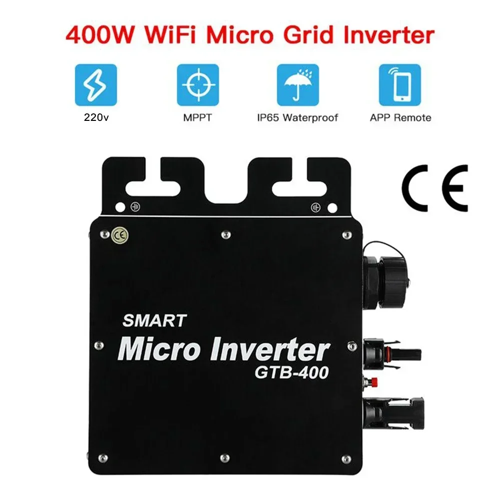 GTB-400 400W Micro Inversor Solar Grid Tie Micro Inversor 110/220V Liga de Alumínio Micro Inversor 18.5x16x3.5cm