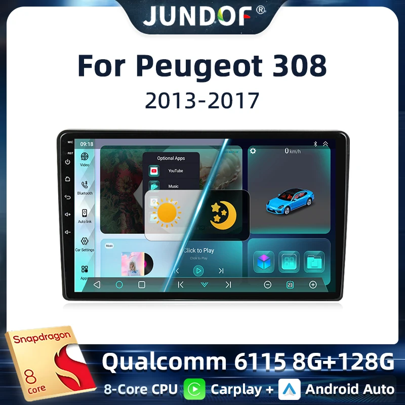 

Android 13 Carplay For Peugeot 308 T9 308S 2013 - 2017 Car Radio Auto 4G Navigation Multimedia Video Player Stereo