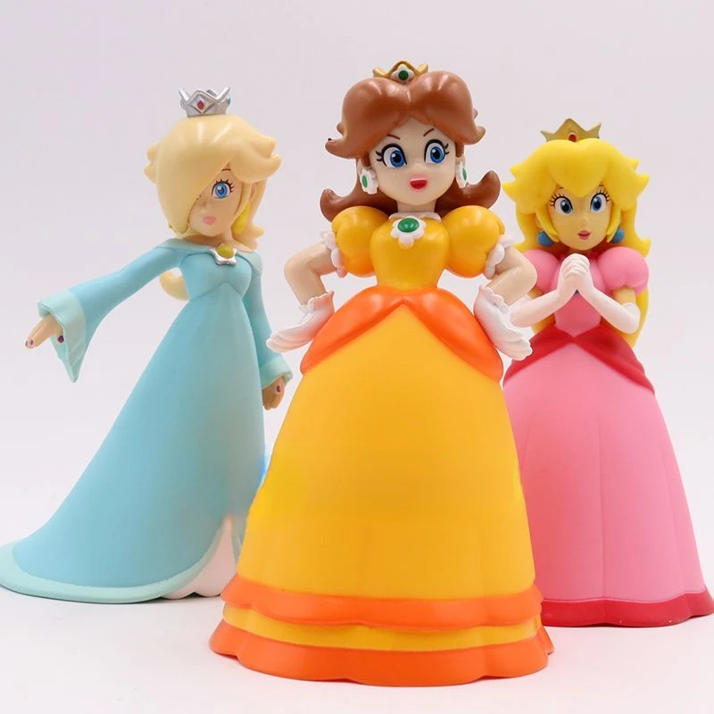 Seri putri Super Mario Bros ornamen mainan Model tangan boneka kartun lucu manis dan manis baru anak-anak Rosalina Peach Daisy