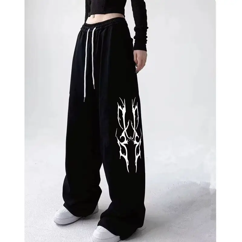 American Sweatpants Loose Straight Hip Hop Jazz Wide Leg Pants Casual Lazy Street Dance Hip Hop Sports Trousers Holographic