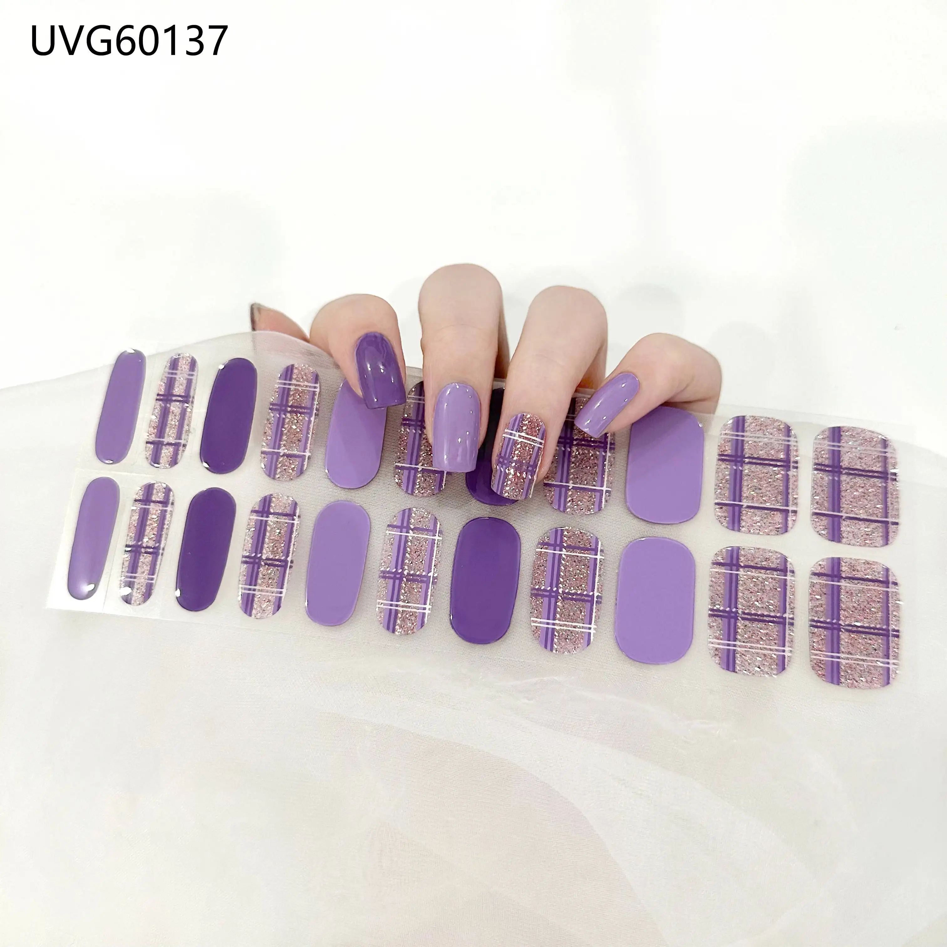 16/20/22 Tips Semi-Cured Gel-Nagel-Wraps, vollflächige Maniküre, DIY, wasserfest, langanhaltend, Gel-Nagel-Sticker-Set, für UV-Lampe erforderlich