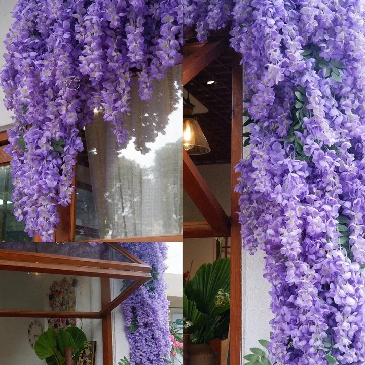 

110cm Artificial Abler Giant Wisteria Long Branches Flowers Wedding Home Decoration Indoor Living Room Hanging Flower Decoration