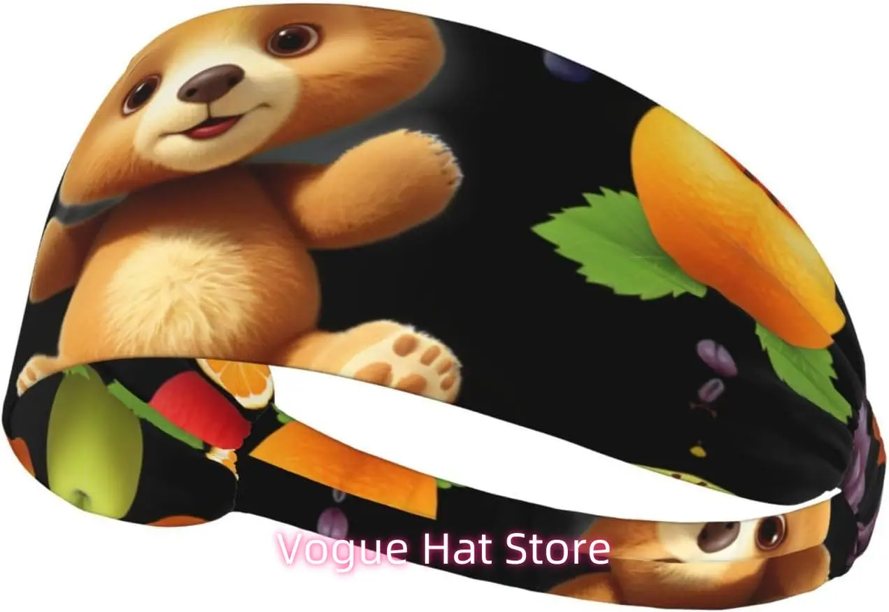 

Elastic Exercise Headband - Soft and Breathable Headband for Running, Cycling, Yoga, and More Little Bear who Loves Eating Fruit