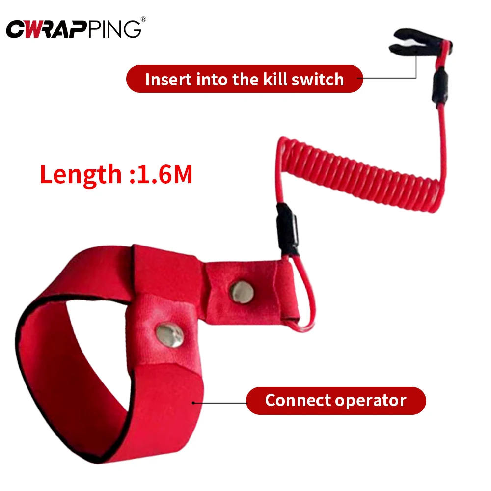 Motorboat Engine Emergency Stop Lanyard Floating Safety Wrist Cord Key for Jet Ski Wave Runner in Boating Emergency Situations