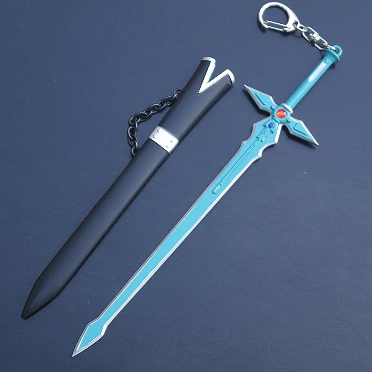 Sword Art Online Dark Repulser Keychain Anime Weapons Blue Rose Katana Swords Samurai Royal Japanese Katana Model Toys for Boys