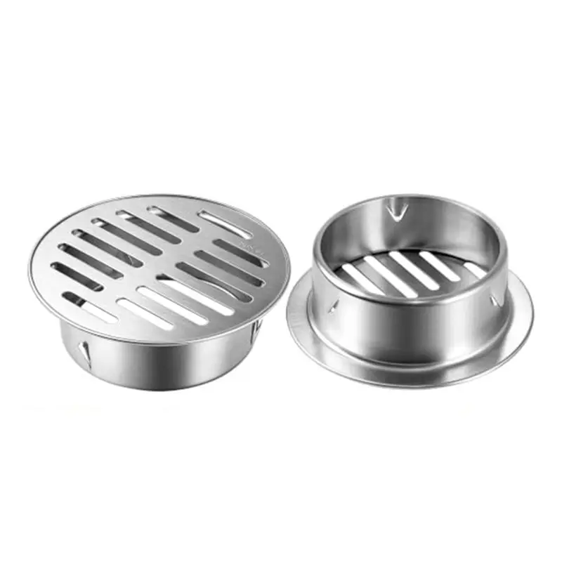 RMWIN-Round 4 Inch 304 Stainless Steel Drain Cover-Heavy Duty Floor Grate With Adjustable Clips For Horizontal Pipes