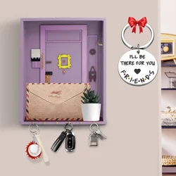 Purple Door Friends Key Holder Wood Box Hanging Key Wooden Hanger Storage Rack Organizer Shelf Home Wall Decor Crafts Gift