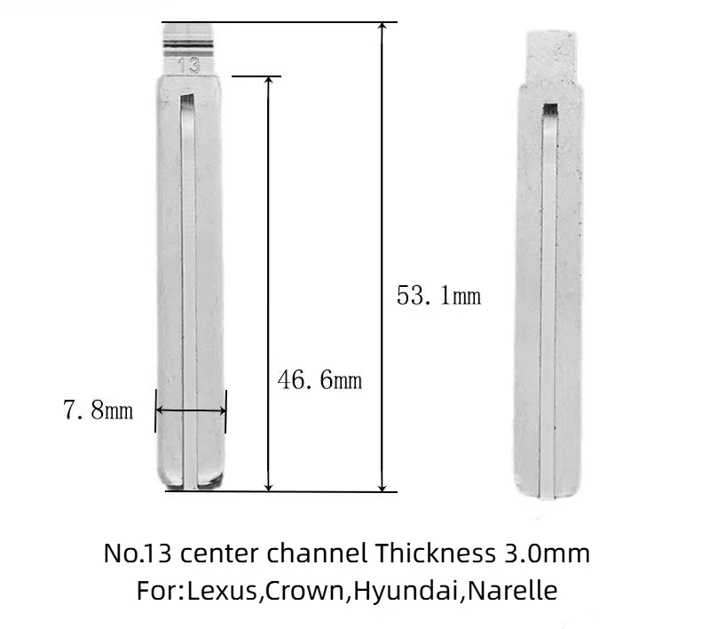 10pcs 13# Key Blanks Metal Uncut Blank Flip Remote Key Blade For Lexus,Crown,Hyundai,Narelle KD Xhorse VVDI JMD