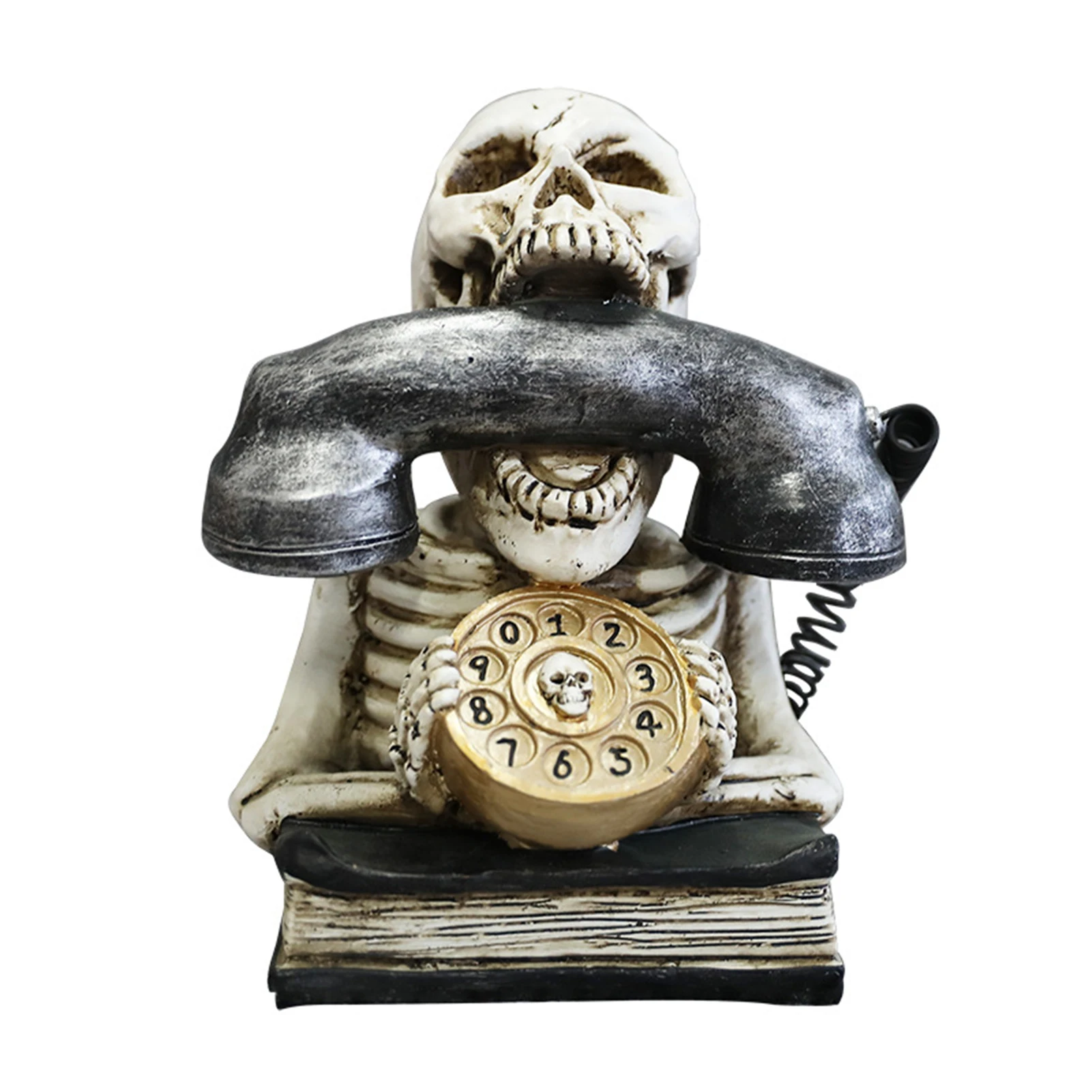 

Halloween Glow Skull Phone Funny Expression Sculpture Resin Crafts For Halloween Decoration Props