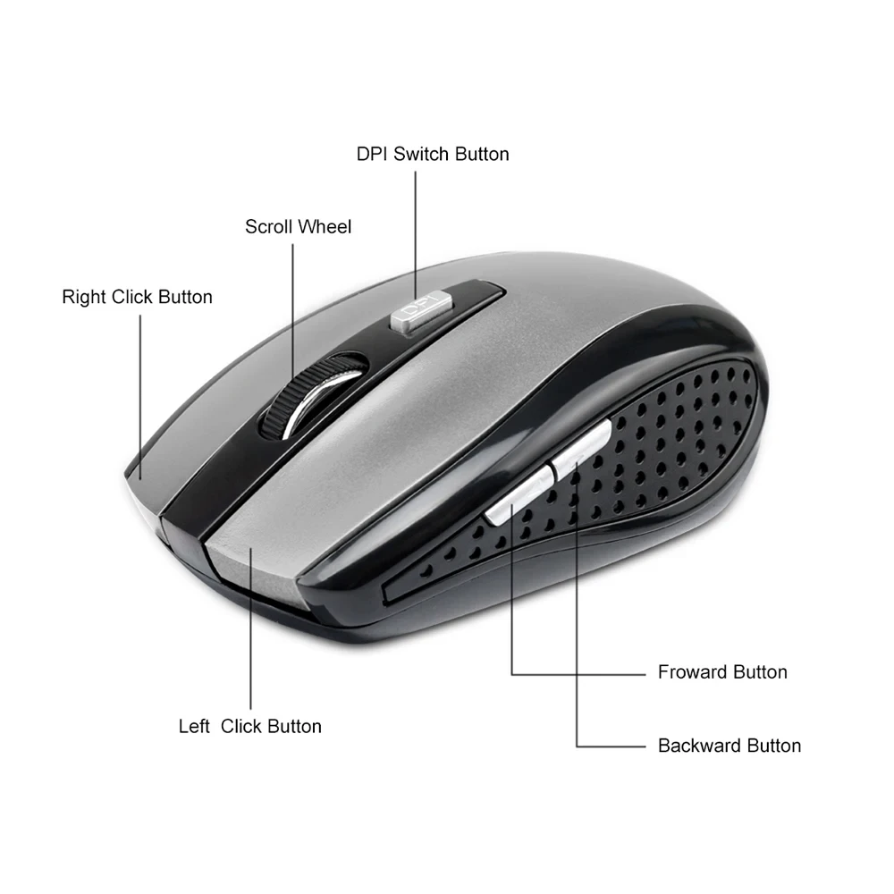 2.4GHz Mouse RatonWireless Gaming Adjustable DPI Gaming 6 Buttons Optical Mice With USB Receiver For Computer PC Accessories