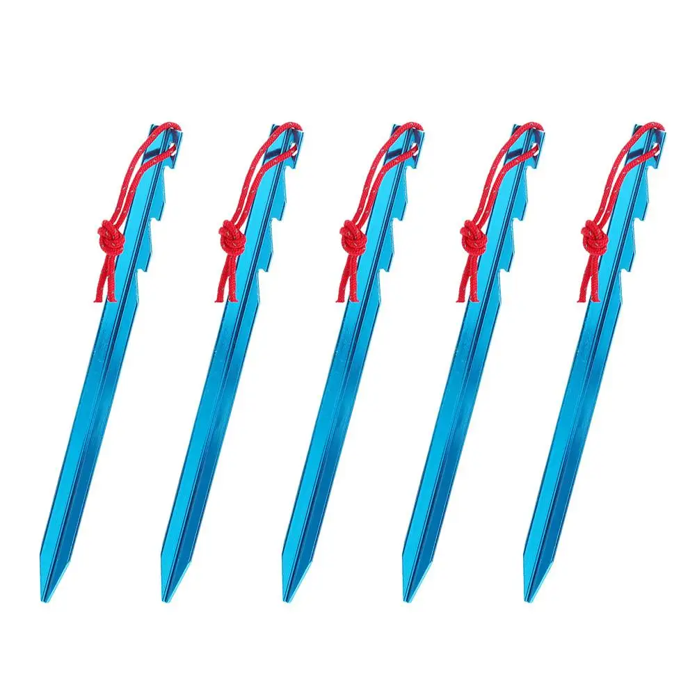 

5pcs Tent Stakes Aluminum Alloy Lightweight Multi Functional Camping Travel Accessories Sand Snow Ground Pegs Tent Pegs