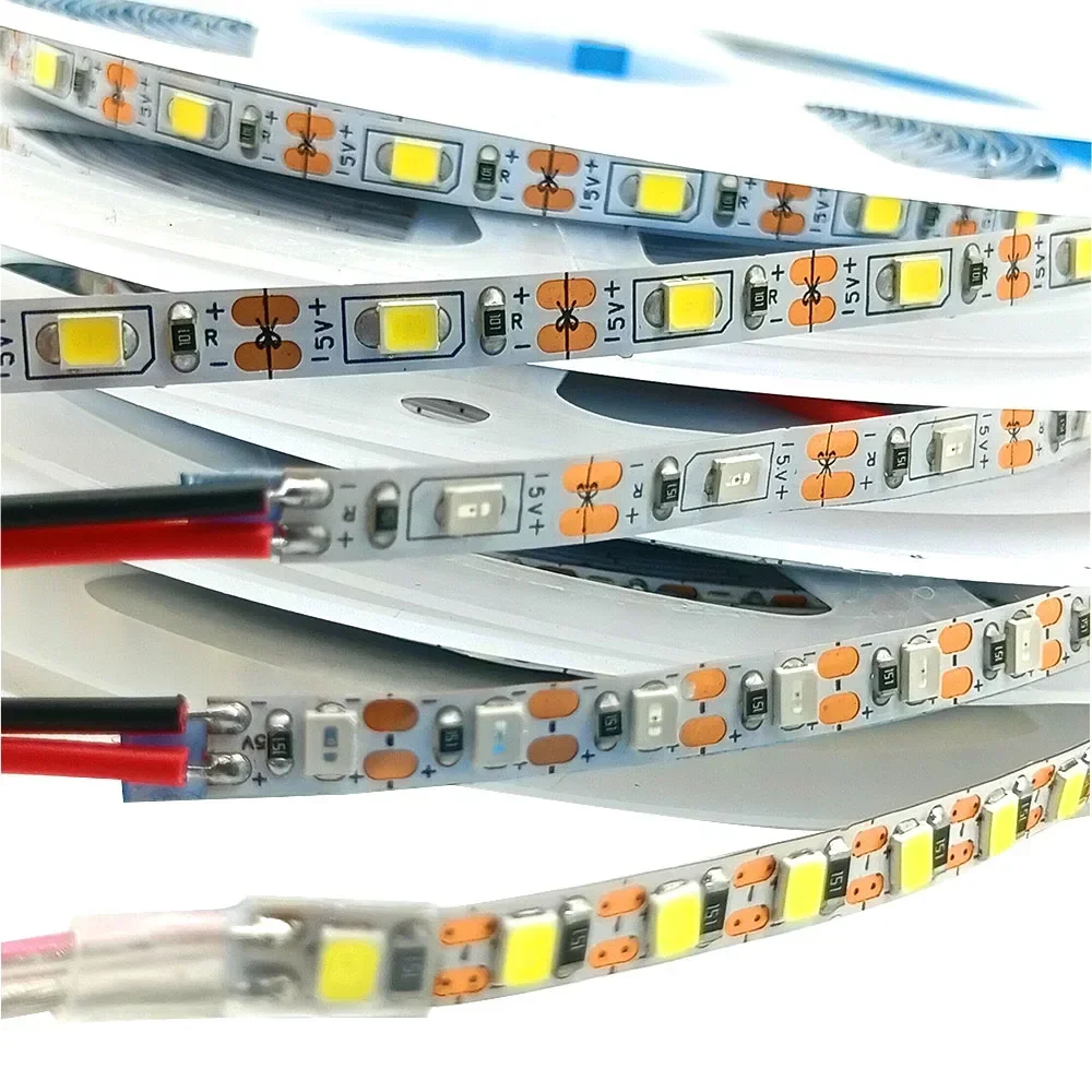 5V 2835 LED Strip 5m Tape Light Ribbon 60/120 LED Natural White / Warm White / Cold White Red Green Blue Yellow Pink Home Decor