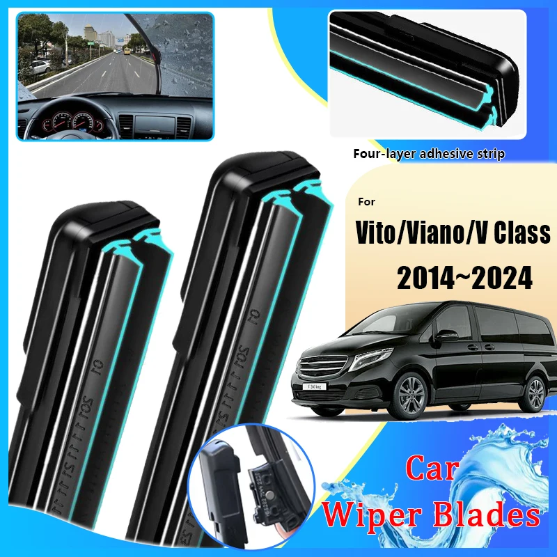 

For Mercedes Benz Vito Viano V Class W447 2014~2024 Double Rubber Front Wiper Blades Window Windshield Brushes Car Accessories