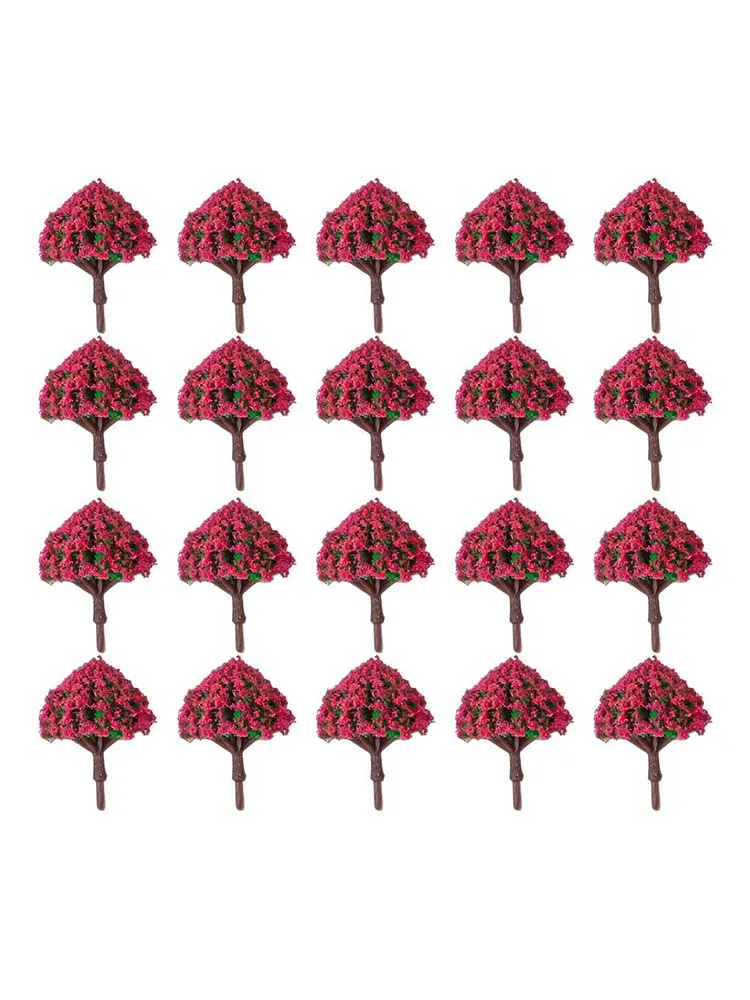DIY Landscape Scenery Flower Model Tree Landscape Decor 20Pcs DIY Lifelike Miniature Flower Tree Building Models