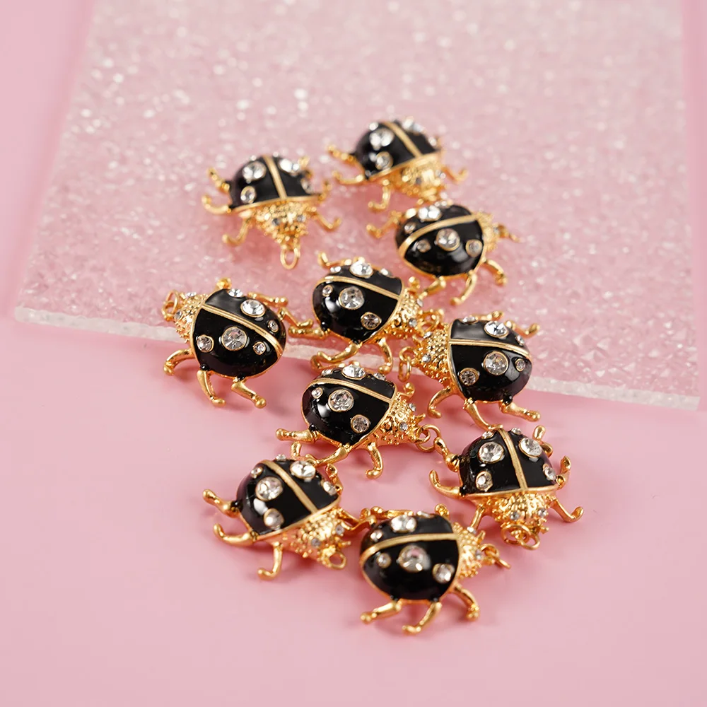 8 Pieces Ladybug Pendant Cute Charm Keychain Jewelry Making Accessories Daily Party Birthday Gift Stainless Steel Jewelry