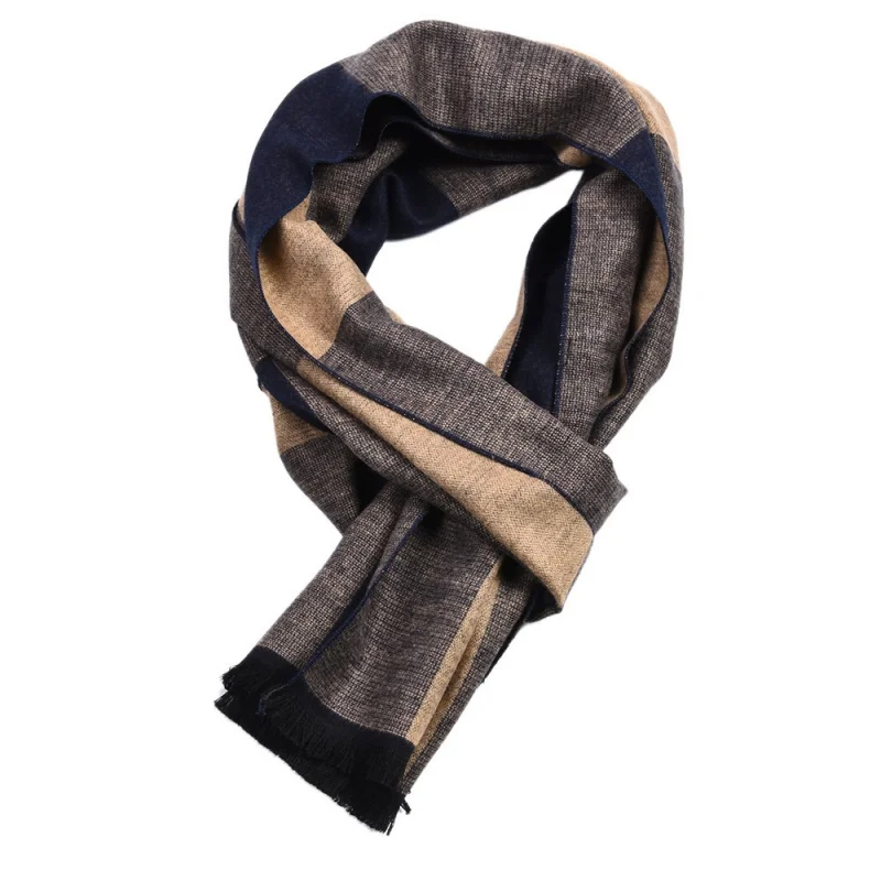 European and American Plaid Cashmere-like Men's Scarf Tassel Thickened Warm Yarn-Dyed Winter Scarf Men's Foreign Trade Wholesale