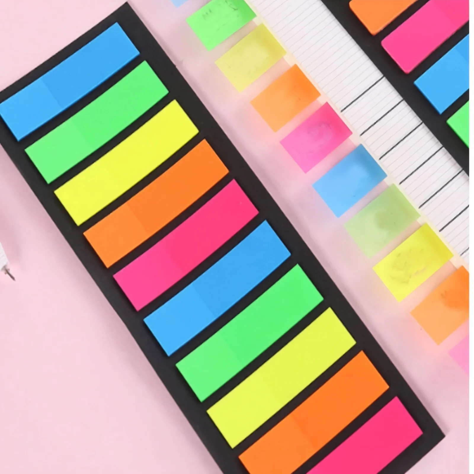 6 Packungen Neon-Pfeil- und Flachindex-Aufkleber, Selbstklebende Seitenmarkierungen, Fluoreszierende Haftnotizen, Beschreibbare Notizblöcke für Bücher, Büro – Detail 3