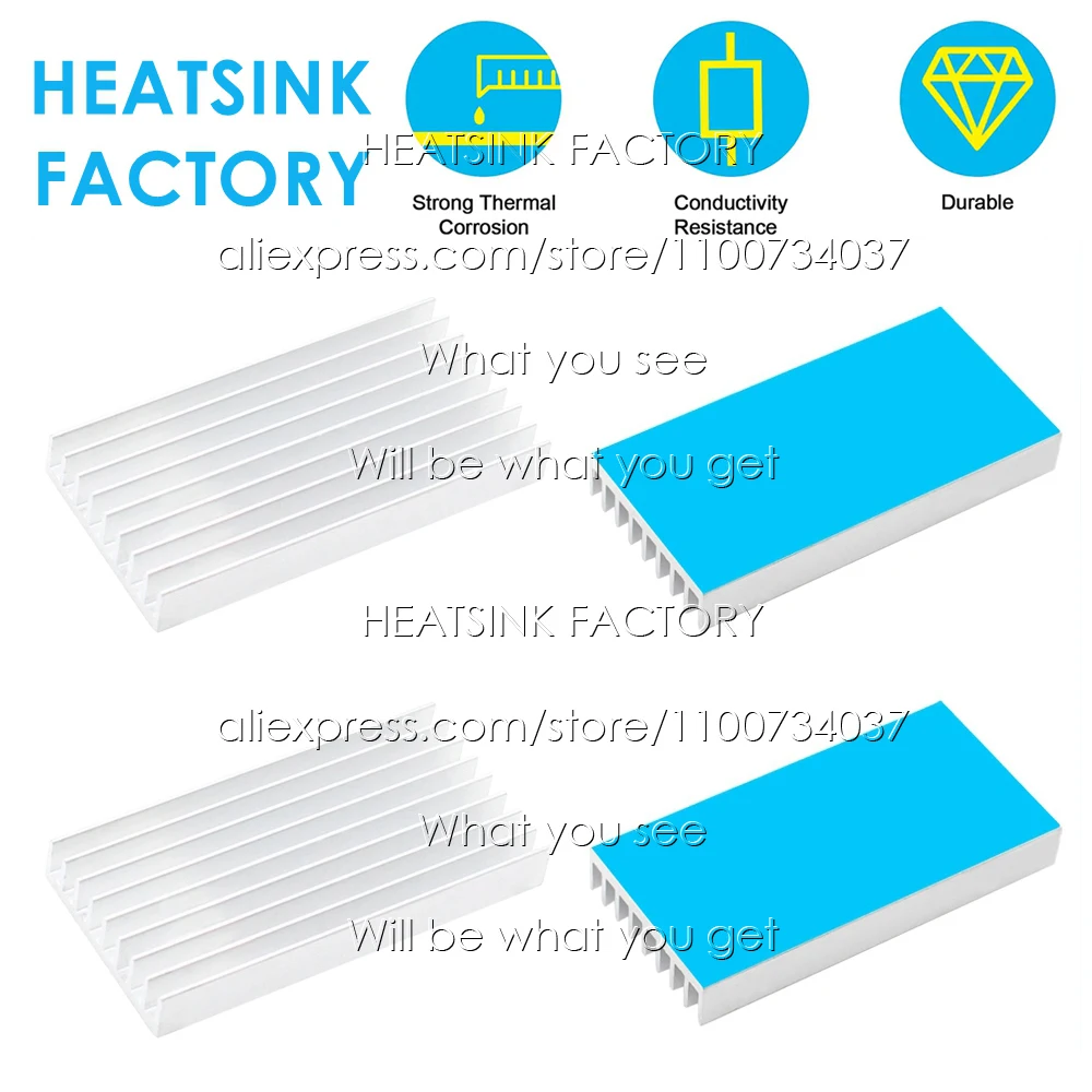 60x30x8mm Silver Aluminum Heatsink Cooling Radiator for Electronic IC Chip MOS RAM AMD CPU LED Cooler Heat Dissipation