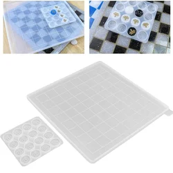 DIY Chess International Checkers Game Mirror Silicone Mold Checkerboard Chess Piece Decoration Epoxy Resin Mold Accessories Tool