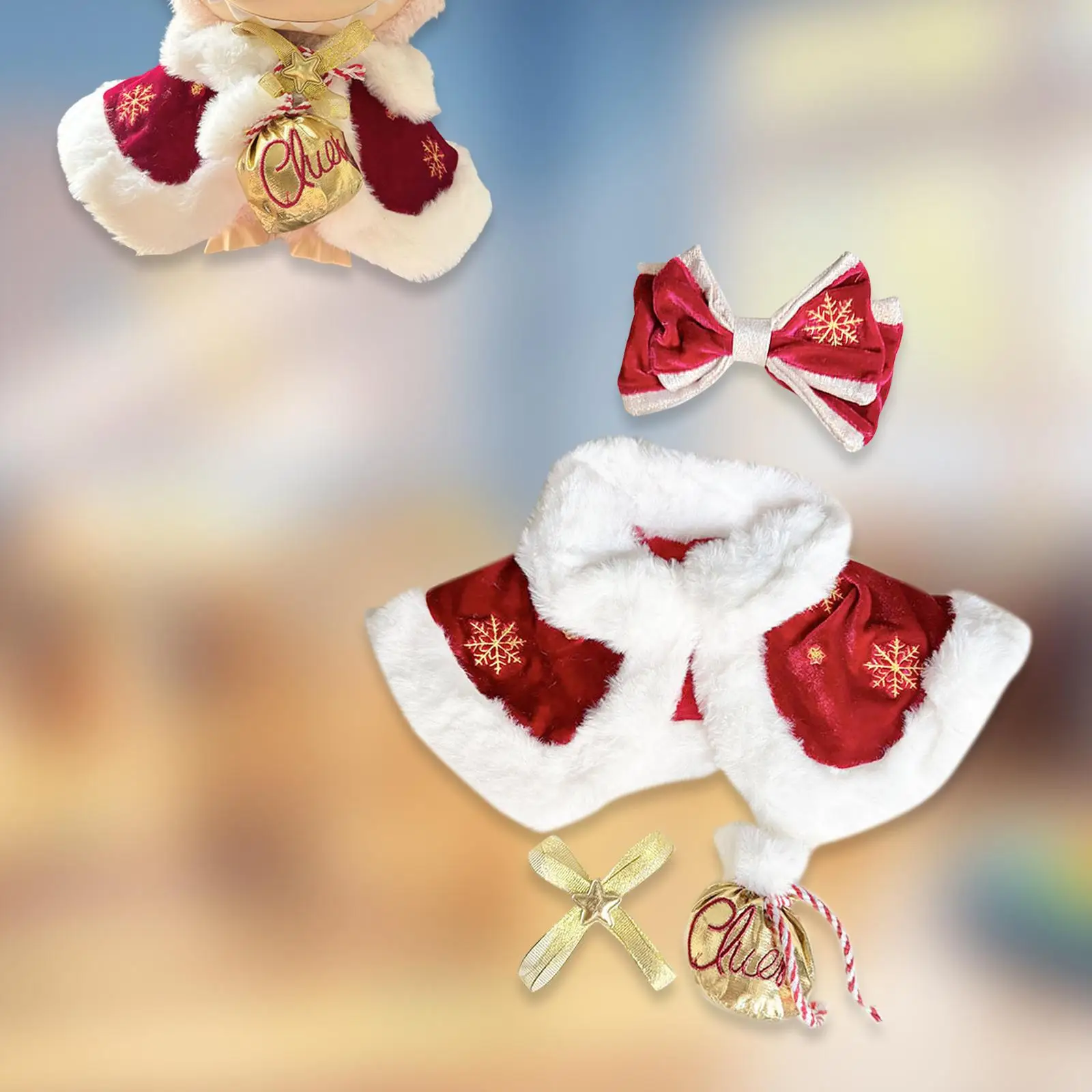 4-piece Cape And Hair Clip for Fashion Dolls with Bow And Bag, Handmade Clothes for 38 Cm Dolls