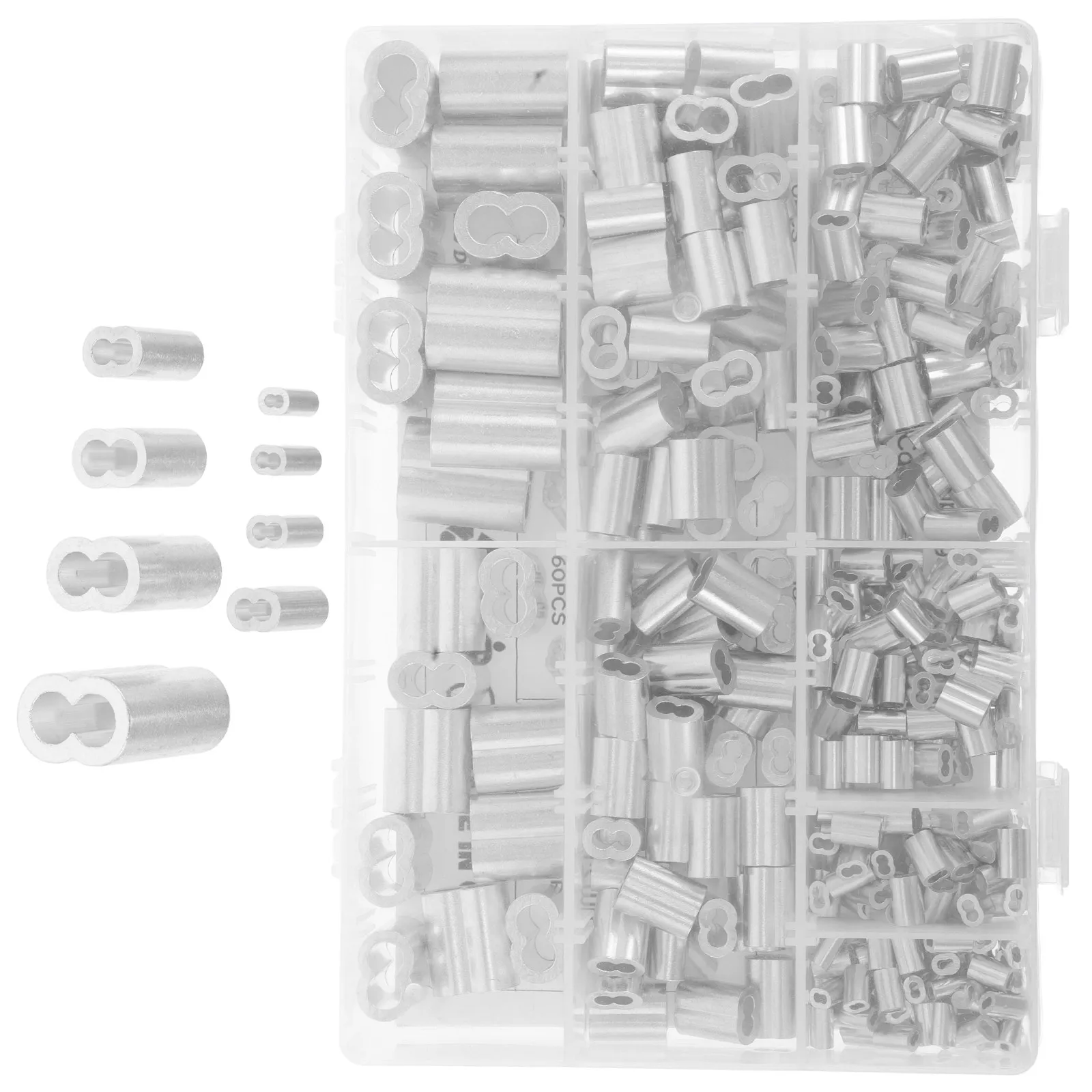 1Set Aluminum Double Hole Cable Clamp Heavy Duty Wire Rope Stop Sleeve Crimping Clips for Industrial Cable Fastening