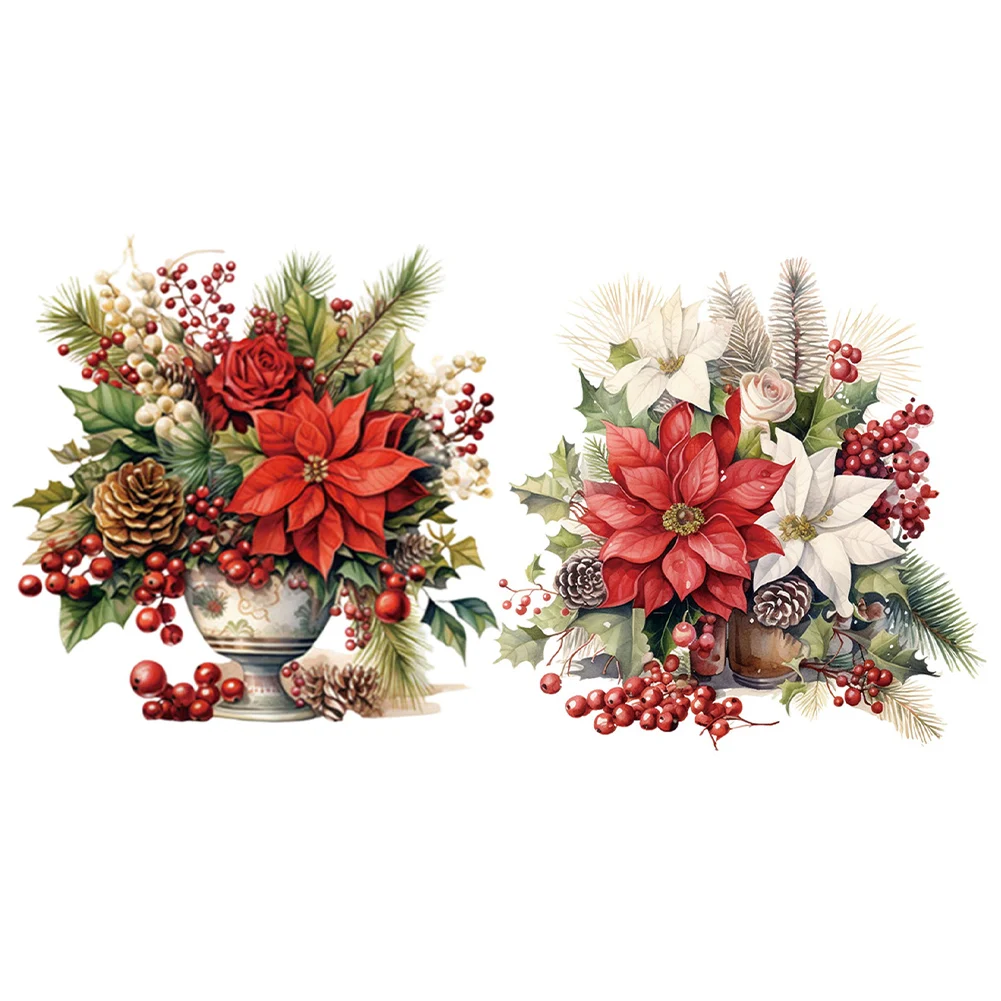 Toilet Stickers Christmas Flower Diy With-Adhesive Toilet Decals For Bathroom Restroom Power Switch Decor Wc Decorations