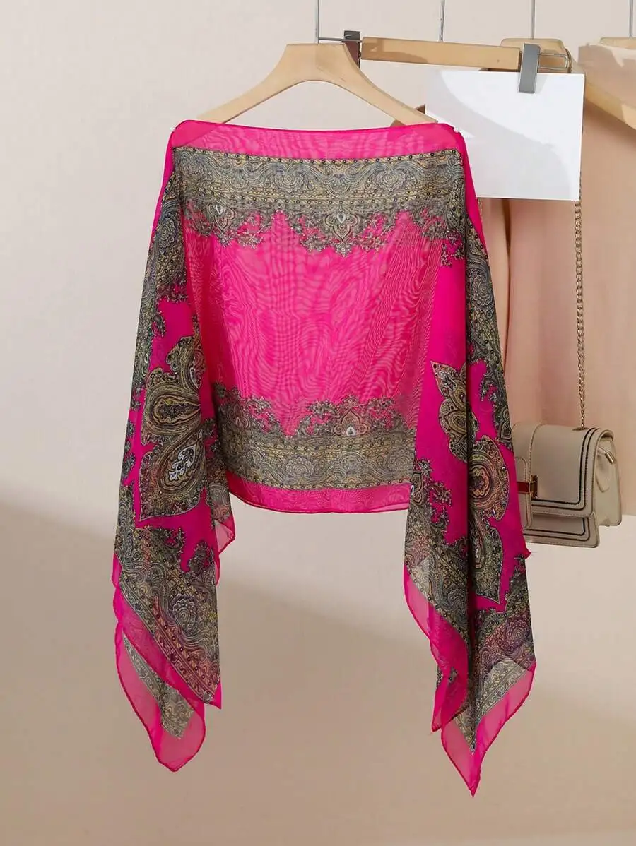 

Womens Lightweight Chiffon Paisley Print Shawl Scarf For Travel And Daily Use