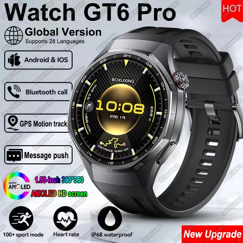 

New Global Version Watch GT6 Pro Smart Watch Men AMOLED Always Show Time GPS Tracker Bluetooth Call Waterproof Sports Smartwatch