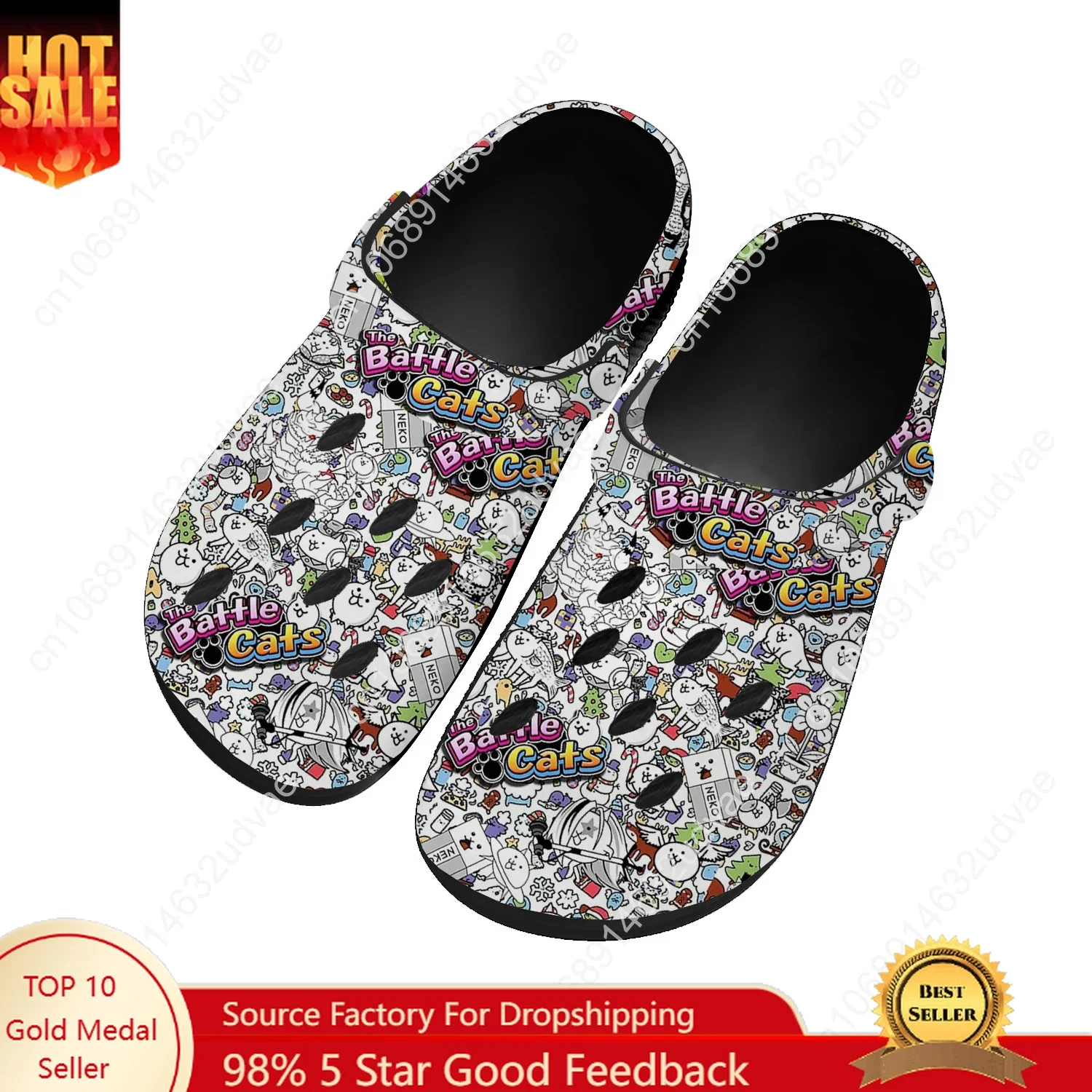 The Battle Cats Water Shoes Men Women Teenager High Quality Home Garden Clogs Custom Sandals Beach Breathable Hole Slippers