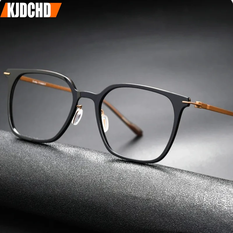 KJDCHD Ultra Light Fashion Men's Glasses Frames Square Comfortable Titanium Optical Eyeglasses Women New Brand Design Popular
