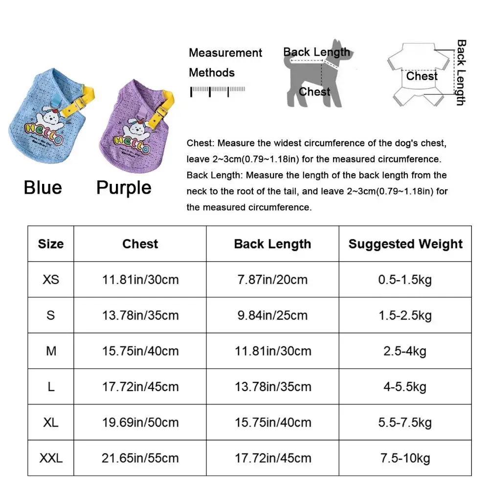 Pet Supplies Polyester Dog Vest Breathable Cartoon Dog Thin T-Shirt with D-Ring Lightweight Puppy Clothes for Small Medium Dogs