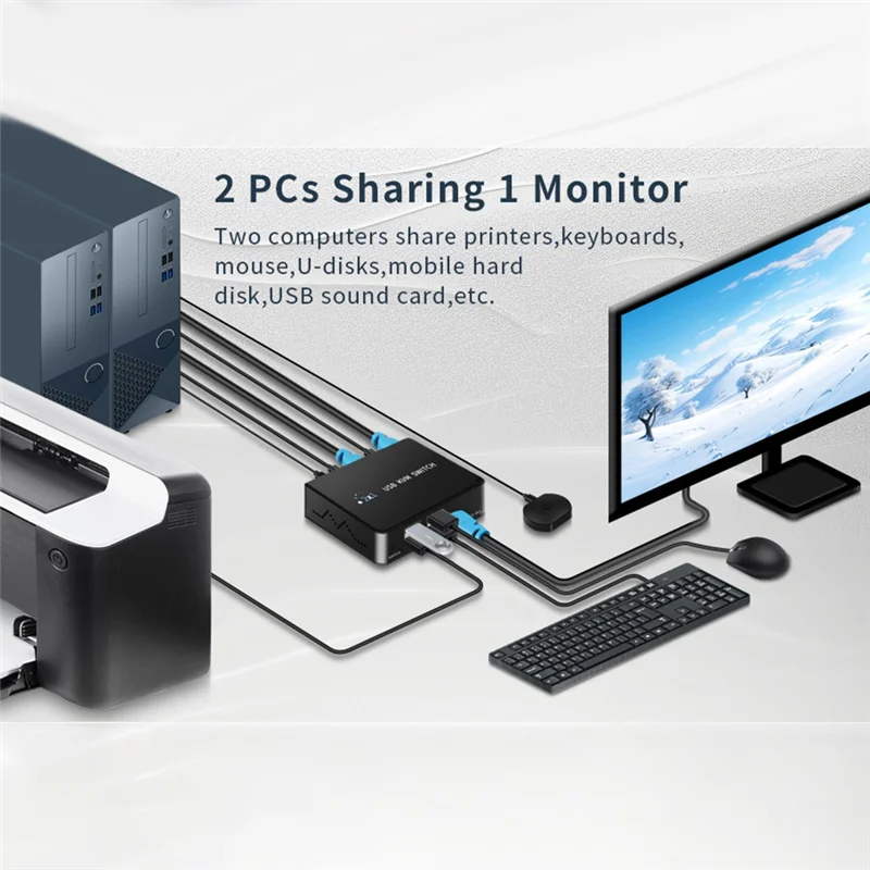 Superior-USB KVM Switcher 2 In 1 Out 4K 60HZ USB Keyboard Mouse Monitor Selector Switch Laptops Printers