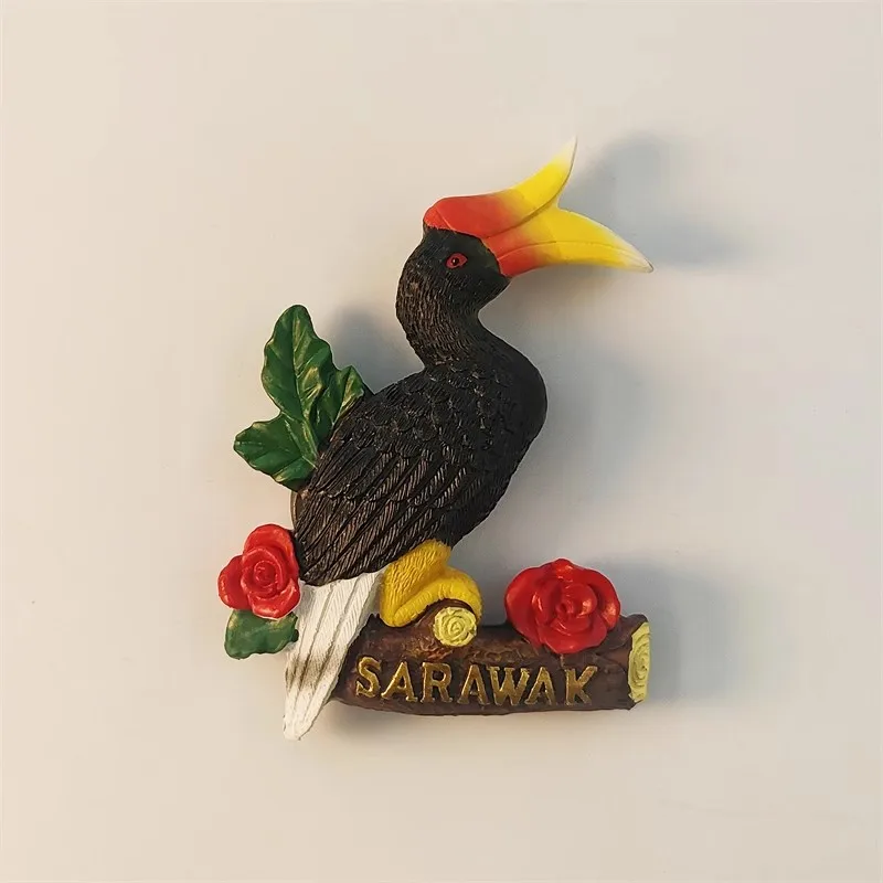 ماليزيا باش وحيد القرن، ساراواك بورنيو زهرة ثلاثية الأبعاد مغناطيس الثلاجة السياحة التذكارية الثلاجة ملصقات مغناطيسية #2