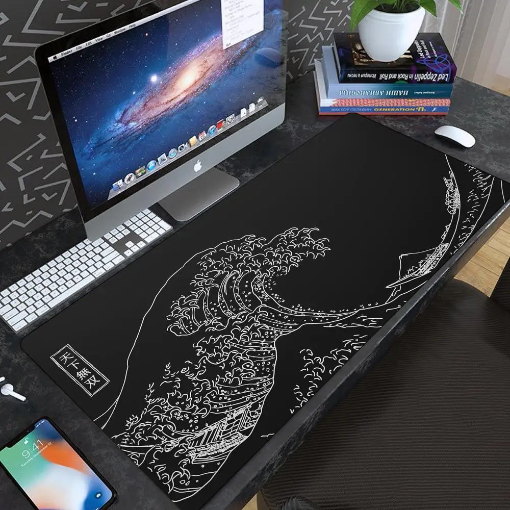 Mousepad Computer XL MousePads Keyboard Pad Mouse Mat Japan Black Sea Wave Gamer Soft Office Carpet Table Mat Desktop Mouse Pad