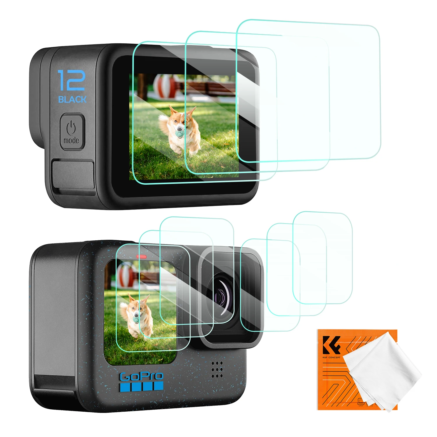 

K&F CONCEPT 9pcs Camera Screen Protector for GoPro All Series Ultra Clear Tempered Glass Screen Lens & Front LCD Film Protector