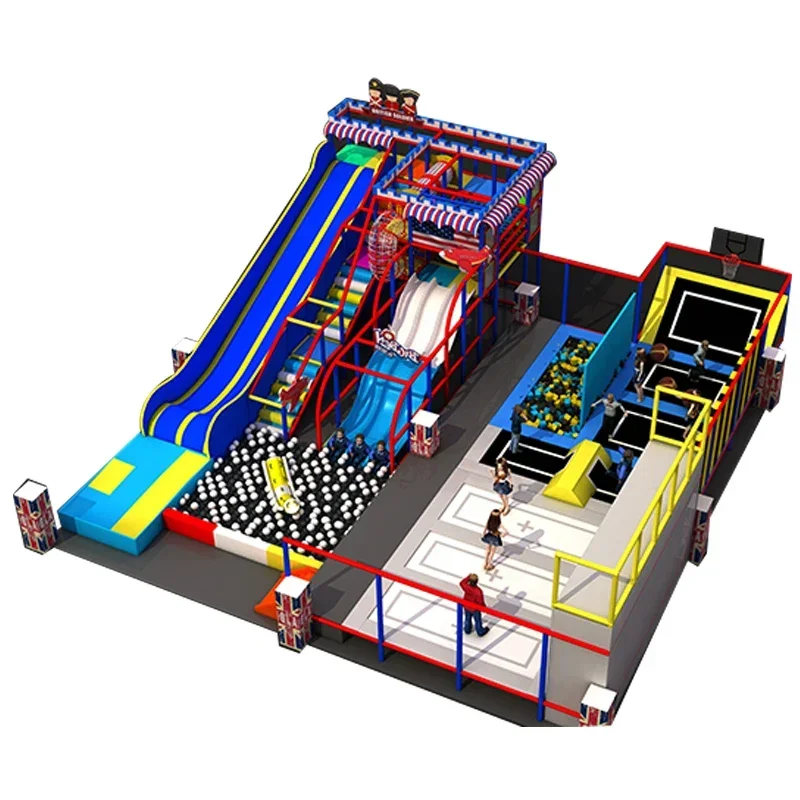 

#Children's Indoor Deluxe Trampoline Play Center Ball Pool Slide Block Trampoline Amusement Park With Slide Ball Pool