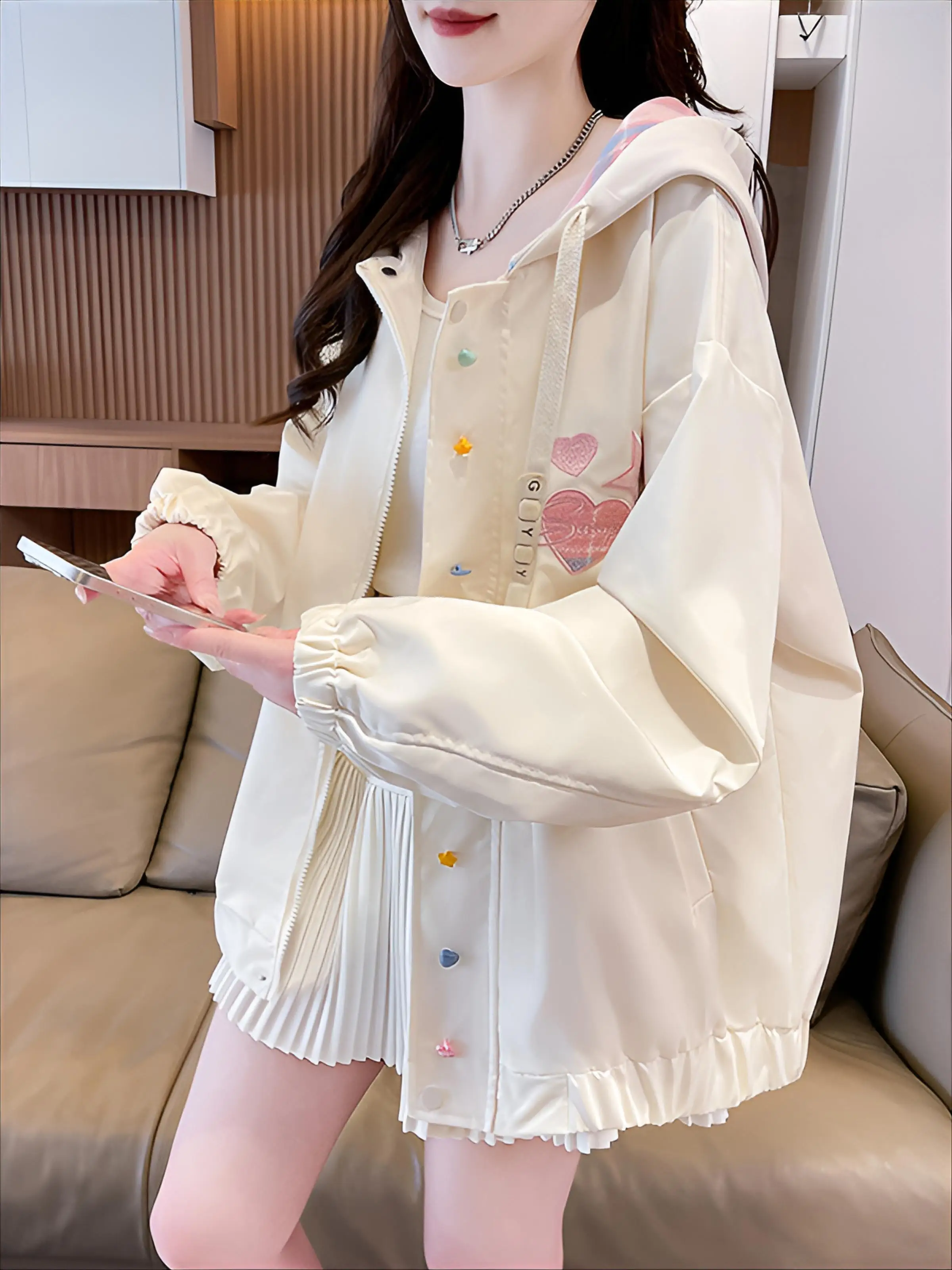 

Baseball Jackets Leather Womens Autumn Soft-Shell Warm Lightweight Vintage Hollow Prints Patterned Elegant Recreation Ladylike