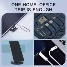 Close-up of conversion heads for Lightning, Micro-USB and USB-C