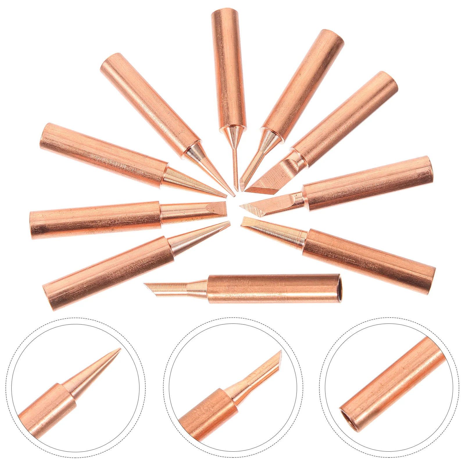

10pcs Copper Replaceable Iron Assorted Kit Pure Copper High Heat Conductivity Gas Welding Tool Replacement Accessories Solder