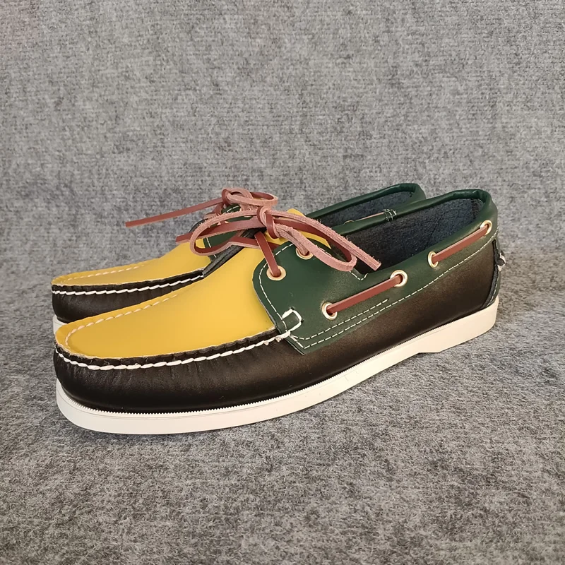 2026 الكلاسيكية الجلود والحبوب الكاملة قارب الأحذية الأحذية حذاء رجالي Handsewn العلامة التجارية الفاخرة المتسكعون الأخفاف للرجال #2