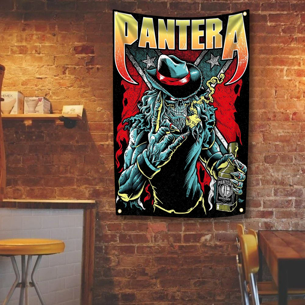 Rock Band Panteras Tapestry Aesthetic Home Decoration Wall Hanging Flag Bedroom Dorm Background Banner Room Club Bar Cafe Decor view 2